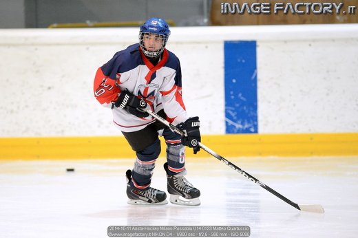 2014-10-11 Aosta-Hockey Milano Rossoblu U14 0133 Matteo Quartuccio